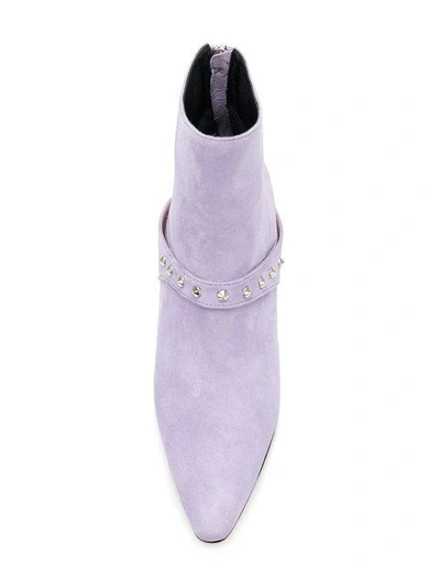 Shop Dorateymur Sculpted Heel Boots In Lilac Suede