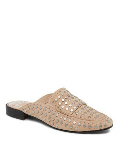 Shop Dolce Vita Maura Leather Studded Mules In Blush Suede
