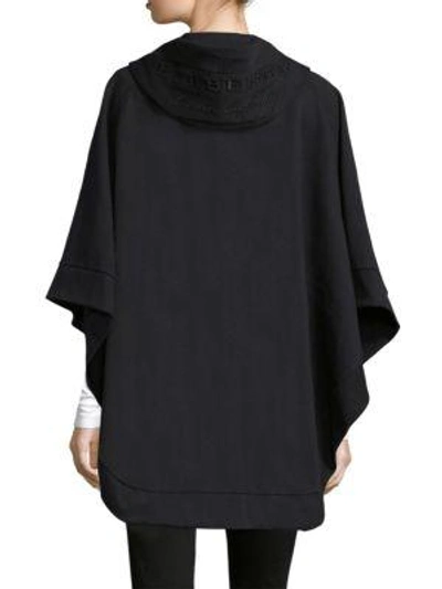 Shop Burberry Embroidered Jersey Open-front Poncho In Black