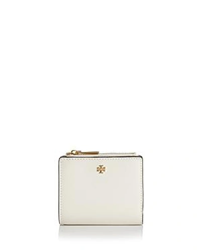 Shop Tory Burch Robinson Mini Leather Wallet In New Ivory/gold