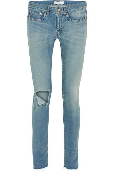 Shop Balenciaga Distressed Mid-rise Skinny Jeans