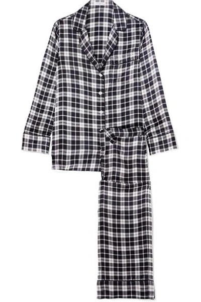 Shop Equipment Avery Checked Washed-silk Pajama Set In Black
