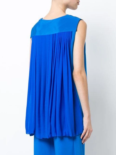 Shop Adam Lippes Pleated Back Tank Top In Blue