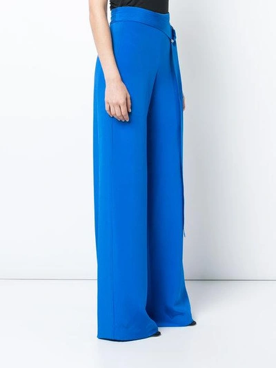 Shop Adam Lippes Belted Palazzo Trousers In Blue