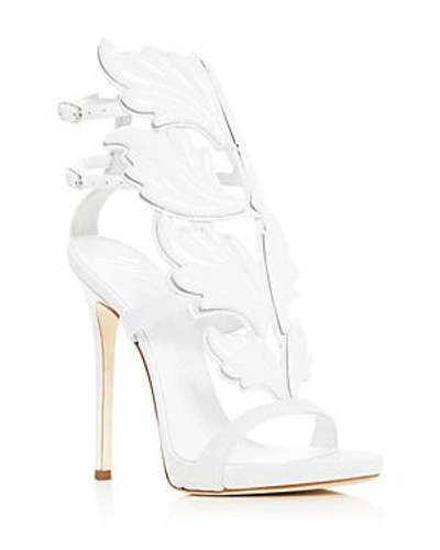 Shop Giuseppe Zanotti Women's Cruel Coline Leather Wing Embellished High-heel Sandals In Bianco