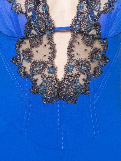Shop La Perla Lace Detail Jumpsuit In Blue ,black