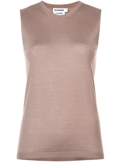 Shop Jil Sander Straight Fit Vest Top In Brown