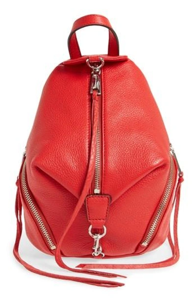 Shop Rebecca Minkoff Mini Julian Nubuck Leather Convertible Backpack - Red In Carnation Red