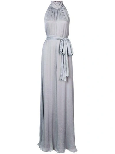 Shop Voz Tie Waist Draped Jumpsuit In Grey