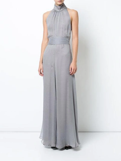 Shop Voz Tie Waist Draped Jumpsuit In Grey