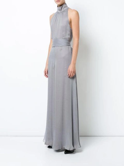 Shop Voz Tie Waist Draped Jumpsuit In Grey