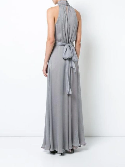 Voz Tie Waist Draped Jumpsuit In Grey