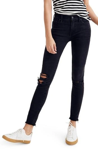 Shop Madewell 9-inch High Waist Skinny Jeans In Black Sea