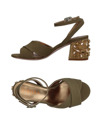 Shop Le Silla Sandals In Military Green