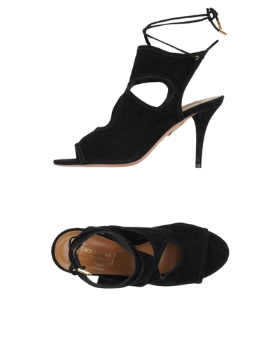Shop Aquazzura Woman Sandals Black Size 5.5 Soft Leather