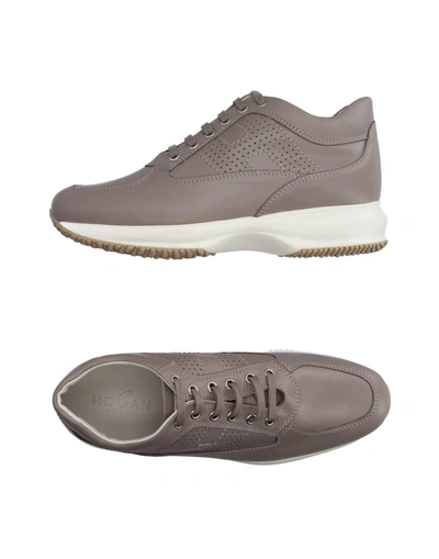 Shop Hogan Woman Sneakers Dove Grey Size 9 Leather