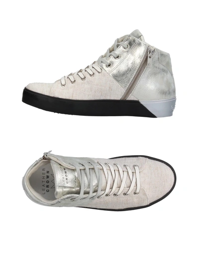 Shop Leather Crown Sneakers In Light Grey