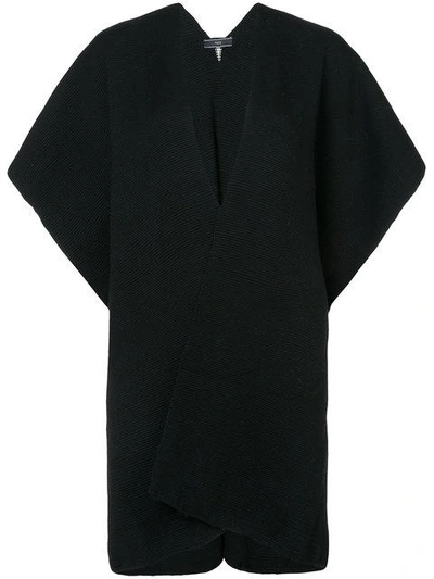 Shop Voz Knitted Poncho In Black