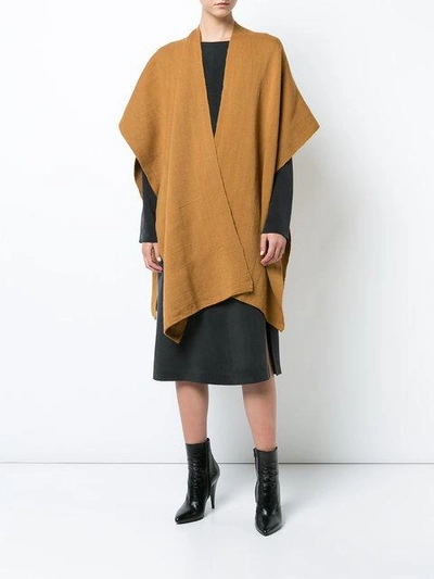 Shop Voz Knitted Poncho In Yellow