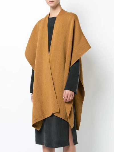 Shop Voz Knitted Poncho In Yellow