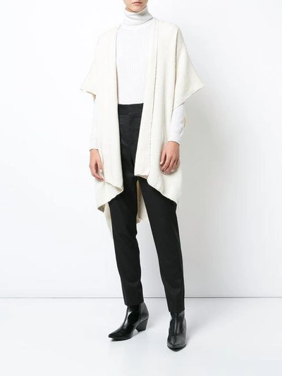 Voz Open Front Poncho In White