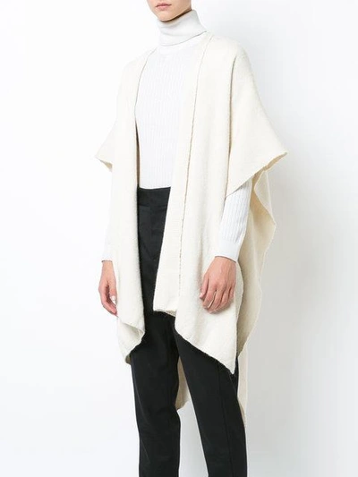 Voz Open Front Poncho In White