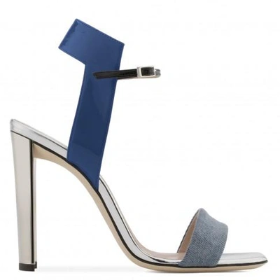 Shop Giuseppe Zanotti - Denim And Patent Leather Sandal Brielle In Multicolor