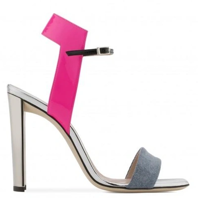 Shop Giuseppe Zanotti - Denim And Patent Leather Sandal Brielle In Multicolor