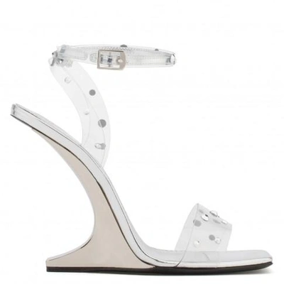 Shop Giuseppe Zanotti - Transparent Plexi Wedge With 'sculpted' Heel Picard Shining In White