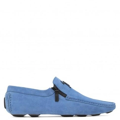 Shop Giuseppe Zanotti - Suede Loafer With Signature Kent In Blue