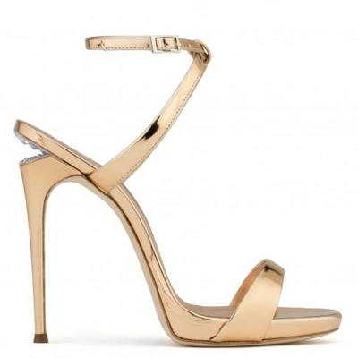 Shop Giuseppe Zanotti - Patent Leather Sandal With Crystals And 'sculpted' Heel Dionne 12 In Gold