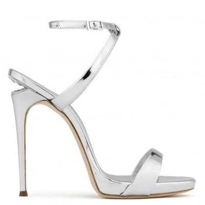 Shop Giuseppe Zanotti - Patent Leather Sandal With Crystals And 'sculpted' Heel Dionne 12 In Silver