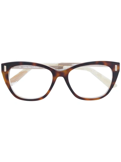 Shop Calvin Klein Tortoiseshell Glasses Frame