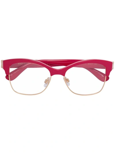 Shop Dolce & Gabbana Bold Framed Glasses In Red