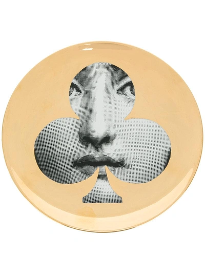 Fornasetti Profumi Face Print Plate  In Metallic