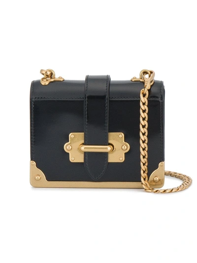 Shop Prada Black Cahier Micro Patent Leather Box Bag