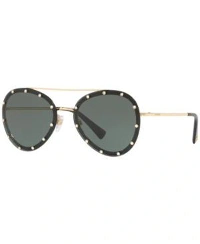 Shop Valentino Sunglasses, Va2013 In Gold/green