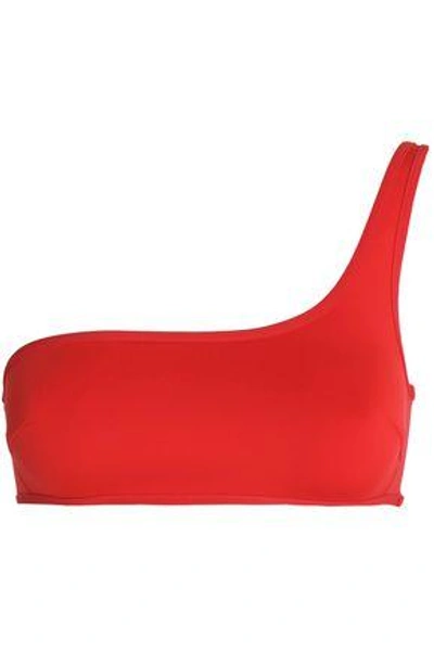 Shop Stella Mccartney Woman One-shoulder Neoprene Bikini Top Tomato Red