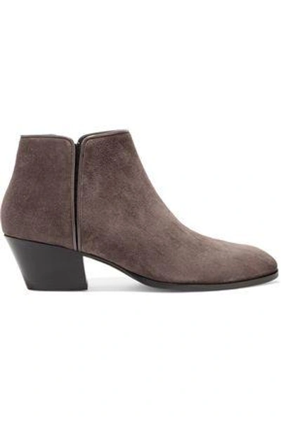 Shop Giuseppe Zanotti Woman Leather-trimmed Suede Ankle Boots Dark Brown