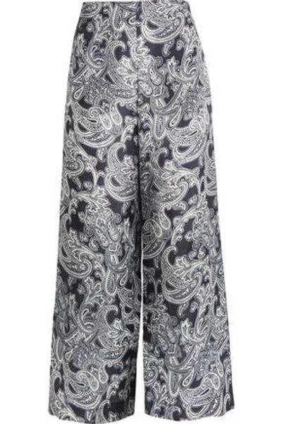 Shop Acne Studios Tennessee Printed Chiffon Wide-leg Pants In Navy