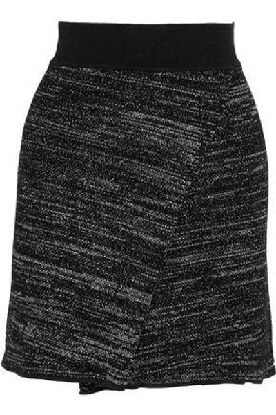 Shop Isabel Marant Woman Cashlin Wrap-effect Stretch-knit Mini Skirt Black