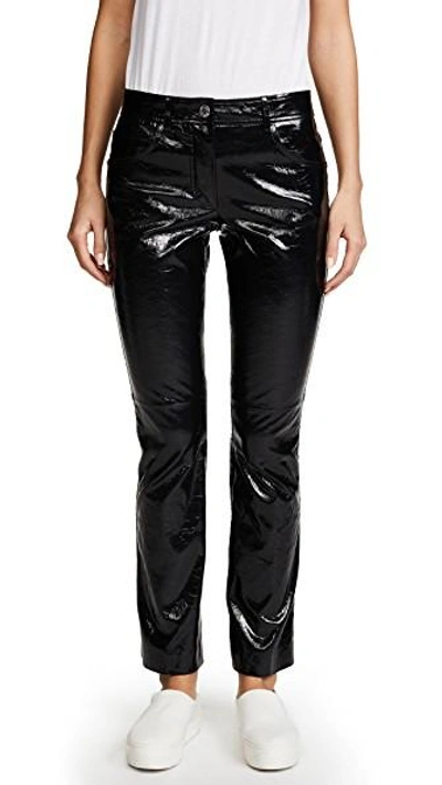 Shop Helmut Lang Patent Cropped Flare Pants In Black