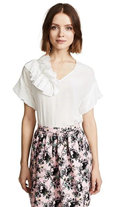 Shop Boutique Moschino Ruffle Blouse In White
