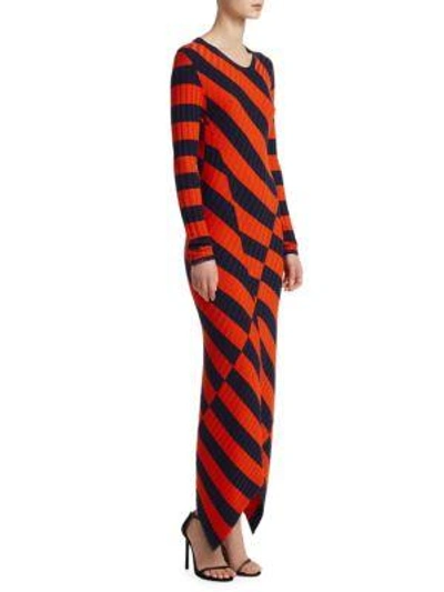 Shop Altuzarra Whistler Asymmetrical Stripe Ribbed Dress In Pastel Orange