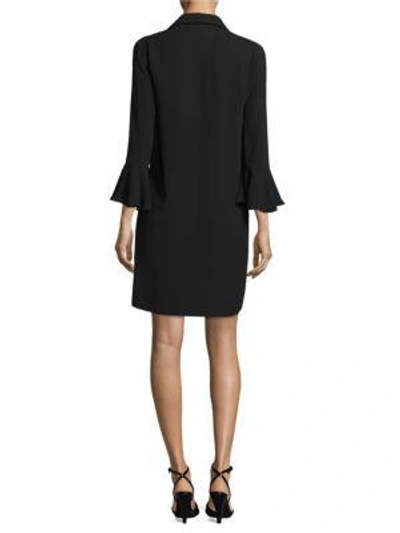 Shop Michael Kors Ruffle Bell-sleeve Silk Dress In Black