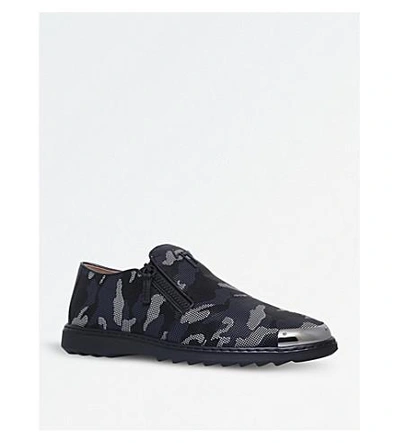 Shop Giuseppe Zanotti Camouflage Leather Trainers In Grey Mixed