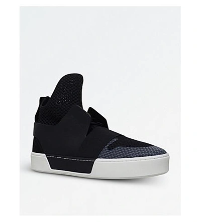 Shop Balenciaga Mesh Sock High-top Leather And Mesh Trainers In Black