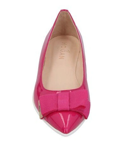 Shop Hogan Woman Ballet Flats Fuchsia Size 5.5 Leather, Textile Fibers In Pink