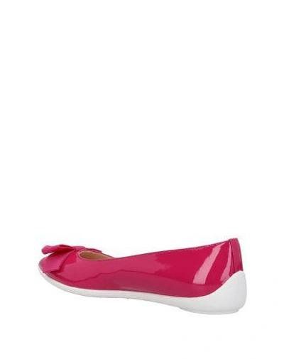 Shop Hogan Woman Ballet Flats Fuchsia Size 5.5 Leather, Textile Fibers In Pink