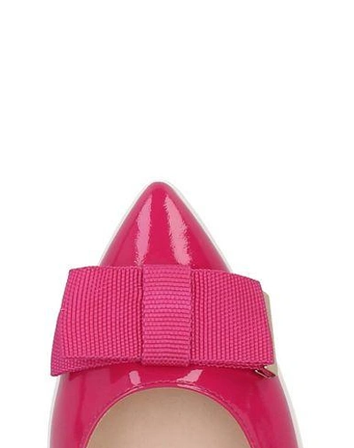 Shop Hogan Woman Ballet Flats Fuchsia Size 5.5 Leather, Textile Fibers In Pink